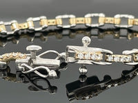 ARMBAND 950/-PLATIN & 585/- GELBGOLD MIT  BRILLANTEN LR (GES.MIND. CA.1,00 ct.)
