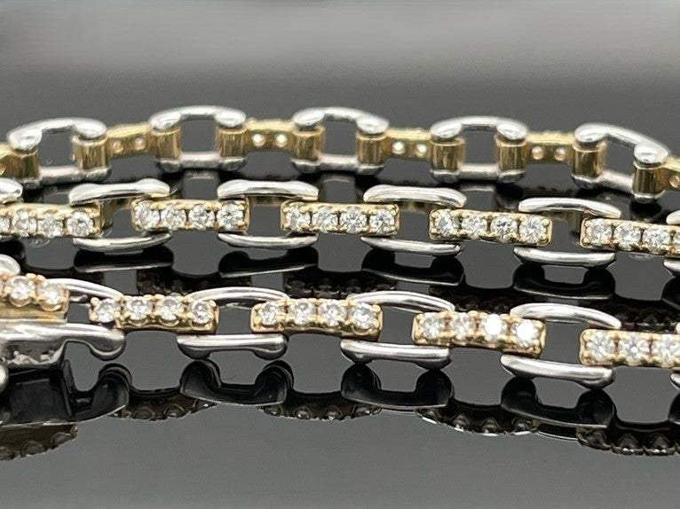 ARMBAND 950/-PLATIN & 585/- GELBGOLD MIT  BRILLANTEN LR (GES.MIND. CA.1,00 ct.)