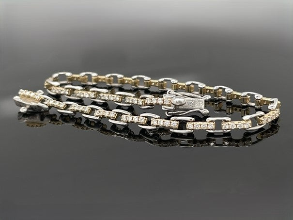 ARMBAND 950/-PLATIN & 585/- GELBGOLD MIT  BRILLANTEN LR (GES.MIND. CA.1,00 ct.)