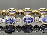 ARMBAND 585/- GELBGOLD MIT TANSANIT AAAA & BRILLANTEN