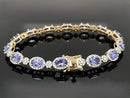 ARMBAND 585/- GELBGOLD MIT TANSANIT AAAA & BRILLANTEN