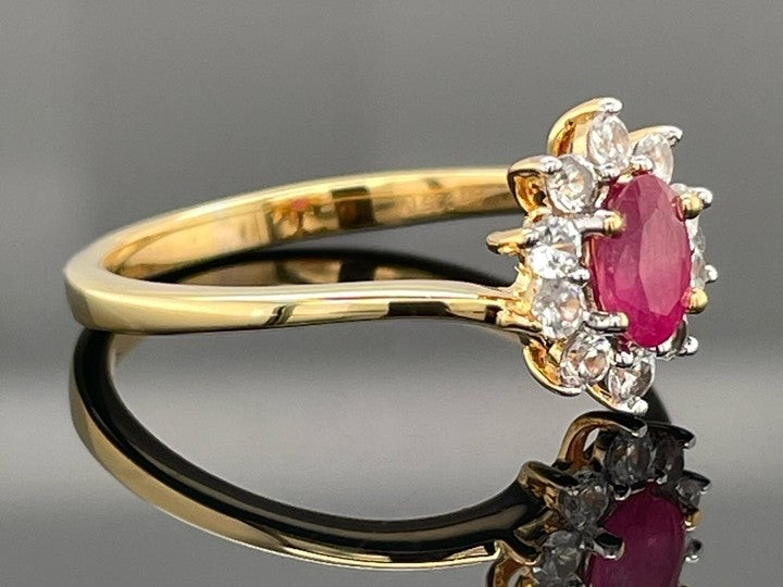 RING AUS 925/- SILBER VERGOLDET MIT SAMBIA RUBIN & ZIRKON