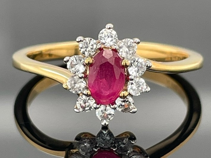RING AUS 925/- SILBER VERGOLDET MIT SAMBIA RUBIN & ZIRKON