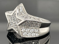 RING AUS 925/- SILBER RHODINIERT MIT ZIRKONIA