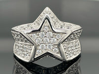 RING AUS 925/- SILBER RHODINIERT MIT ZIRKONIA