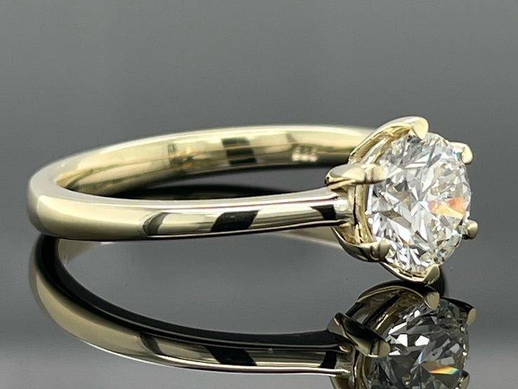 SOLITÄR RING GR. 18 ( CA.56) AUS 585/- GELBGOLD mit Brillant (ca. 1,06 ct.)