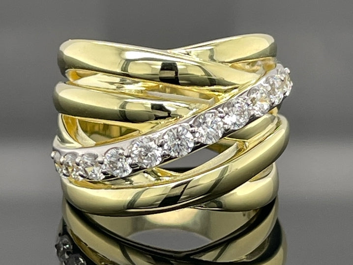 RING AUS 925/- SILBER GELBGOLDPLATTIERT MIT ZIRKONIA