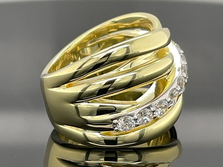 RING AUS 925/- SILBER GELBGOLDPLATTIERT MIT ZIRKONIA