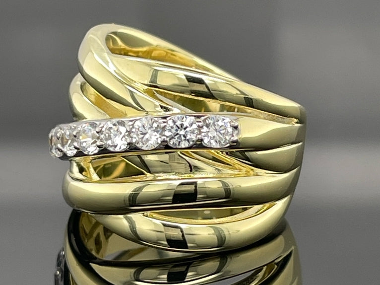 RING AUS 925/- SILBER GELBGOLDPLATTIERT MIT ZIRKONIA
