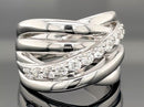 RING AUS 925/- SILBER RHODINIERT MIT ZIRKONIA