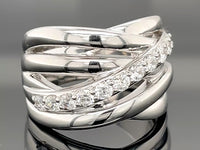 RING AUS 925/- SILBER RHODINIERT MIT ZIRKONIA