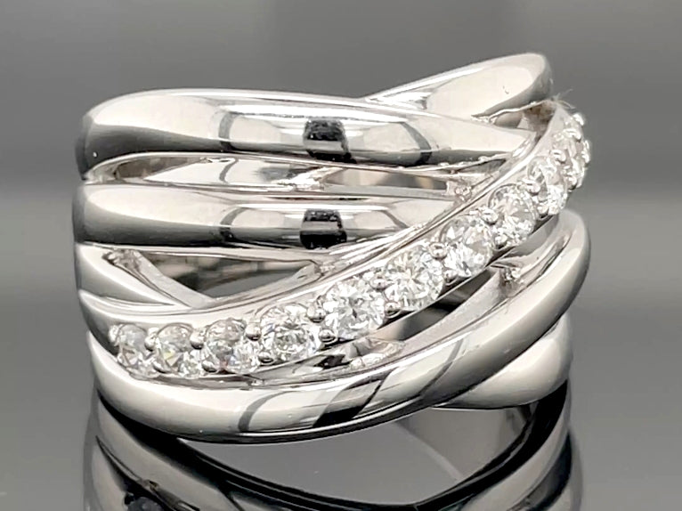 RING AUS 925/- SILBER RHODINIERT MIT ZIRKONIA