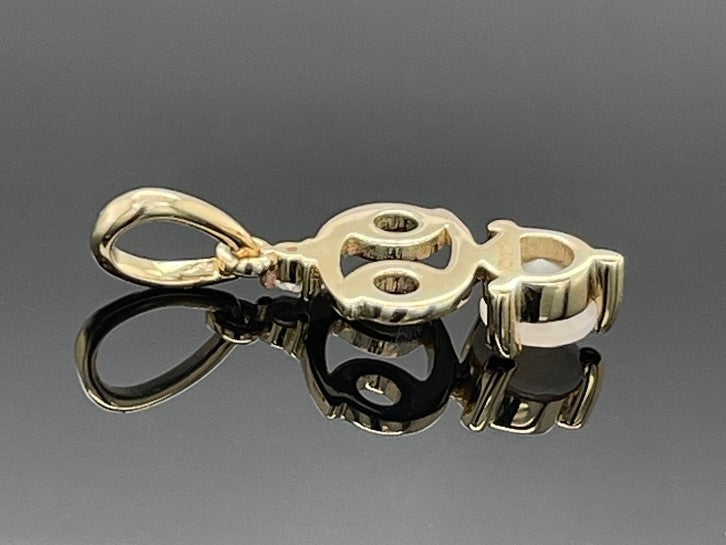ANHÄNGER "KREBS" AUS 375/- GELBGOLD MIT MONDSTEIN & DIAMANT (GES. CA. 0,24 ct.)