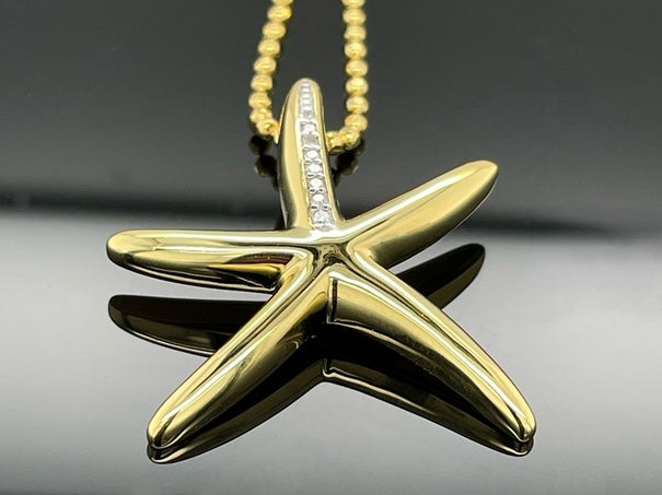 KETTE+ANHÄNGER AUS 925/-SILBER GELBGOLDPLATTIERT MIT DIAMANTEN SI (GES. CA. 0,04 CT.)