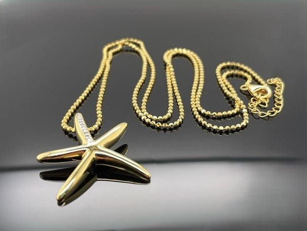 KETTE+ANHÄNGER AUS 925/-SILBER GELBGOLDPLATTIERT MIT DIAMANTEN SI (GES. CA. 0,04 CT.)