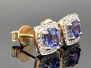OHRSTECKER AUS 585/- GELBGOLD MIT TANSANIT & BRILLANTEN