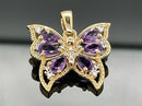 ANHÄNGER AUS 925/- SILBER VERGOLDET MIT AMETHYST & ZIRKON