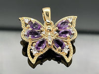 ANHÄNGER AUS 925/- SILBER VERGOLDET MIT AMETHYST & ZIRKON