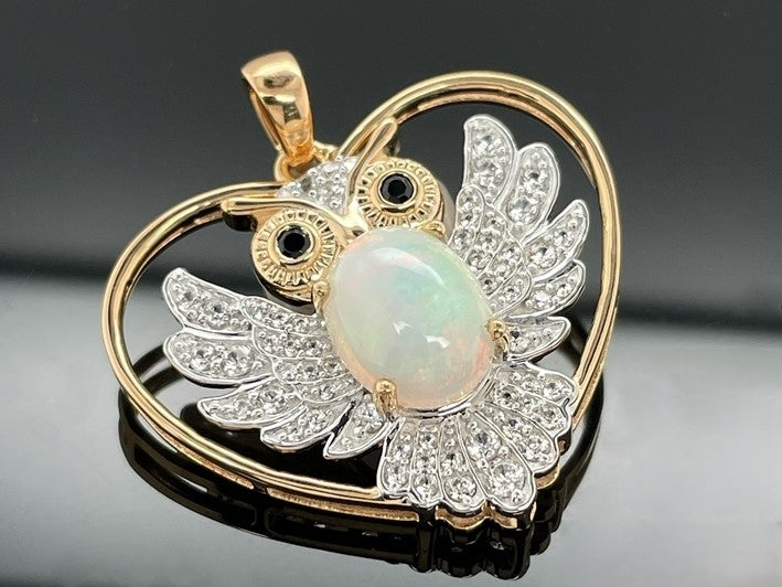 ANHÄNGER AUS 925/- SILBER VERGOLDET MIT ÄTHIOP. OPAL, SPINELL & ZIRKON