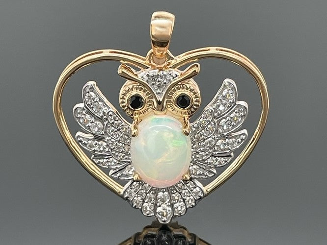 ANHÄNGER AUS 925/- SILBER VERGOLDET MIT ÄTHIOP. OPAL, SPINELL & ZIRKON