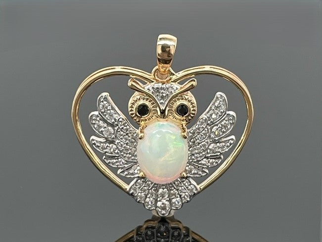 ANHÄNGER AUS 925/- SILBER VERGOLDET MIT ÄTHIOP. OPAL, SPINELL & ZIRKON
