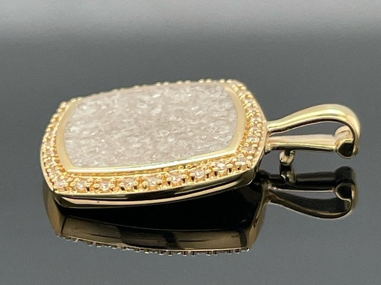 ANHÄNGER AUS 375/- GELBGOLD MIT DIAMANTKRISTALLEN BEH. & ZIRKON