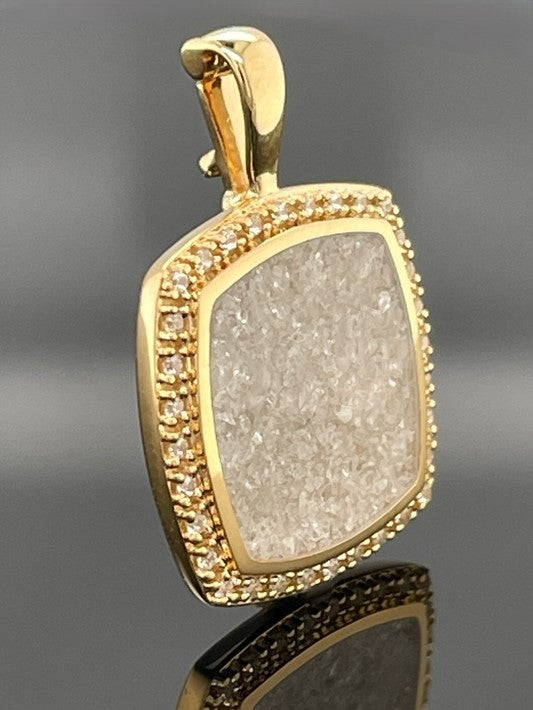 ANHÄNGER AUS 375/- GELBGOLD MIT DIAMANTKRISTALLEN BEH. & ZIRKON