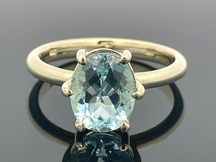 RING GR.18 (57)AUS 585/- GELBGOLD mit Santa Maria Aquamarin (ca. 2,30 ct.)