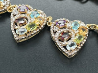 COLLIER 925/- SILBER VERGOLDET MIT MULTI EDELSTEINE