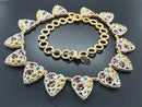 COLLIER 925/- SILBER VERGOLDET MIT MULTI EDELSTEINE