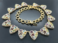 COLLIER 925/- SILBER VERGOLDET MIT MULTI EDELSTEINE