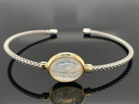 ARMREIF 925/-SILBER RHODINIERT/VERGOLDET MIT RAINBOW MONDSTEIN (ca.3,50 ct.)