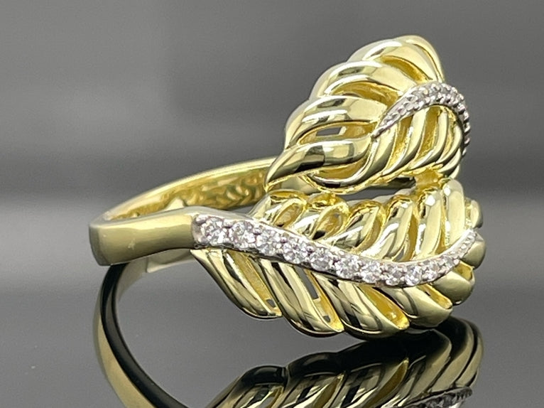RING AUS 925/- SILBER GELBGOLDPLATTIERT MIT ZIRKONIA