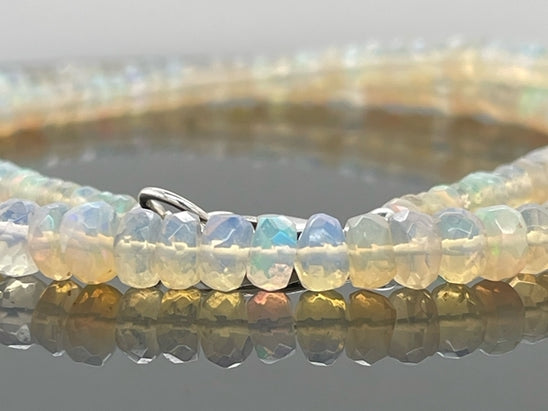 COLLIER 925/- SILBER RHODINIERT MIT ÄTHIOPISCHER OPAL