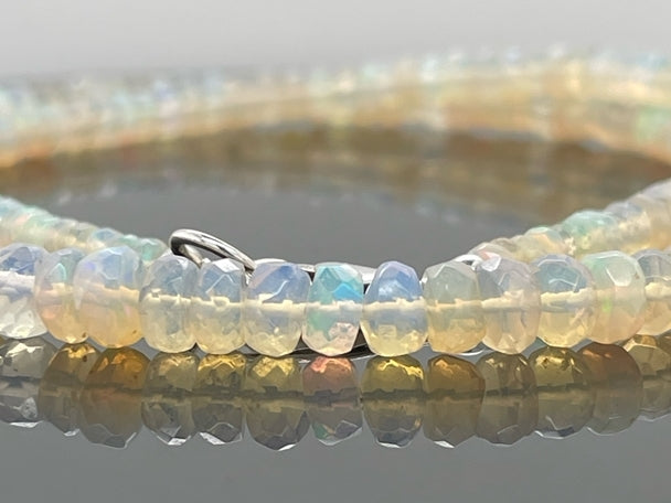 COLLIER 925/- SILBER RHODINIERT MIT ÄTHIOPISCHER OPAL