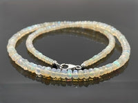 COLLIER 925/- SILBER RHODINIERT MIT ÄTHIOPISCHER OPAL