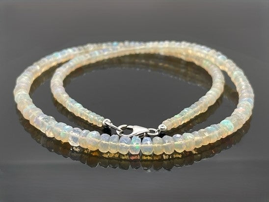 COLLIER 925/- SILBER RHODINIERT MIT ÄTHIOPISCHER OPAL