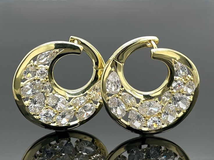 CREOLEN AUS 925/- SILBER GELBGOLDPLATTIERT MIT ZIRKONA
