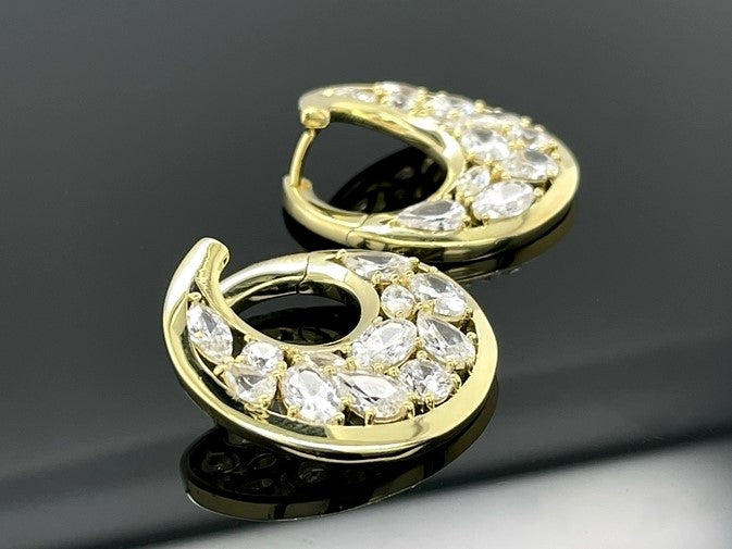 CREOLEN AUS 925/- SILBER GELBGOLDPLATTIERT MIT ZIRKONA