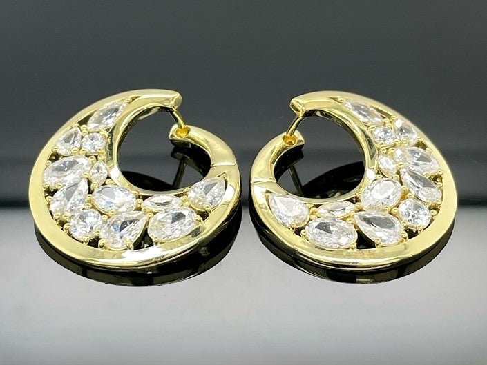 CREOLEN AUS 925/- SILBER GELBGOLDPLATTIERT MIT ZIRKONA