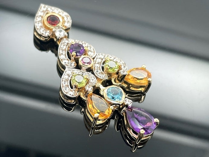ANHÄNGER AUS 925/- SILBER VERGOLDET MIT MULTI EDELSTEINE