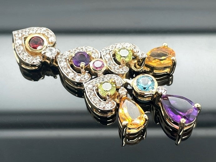 ANHÄNGER AUS 925/- SILBER VERGOLDET MIT MULTI EDELSTEINE