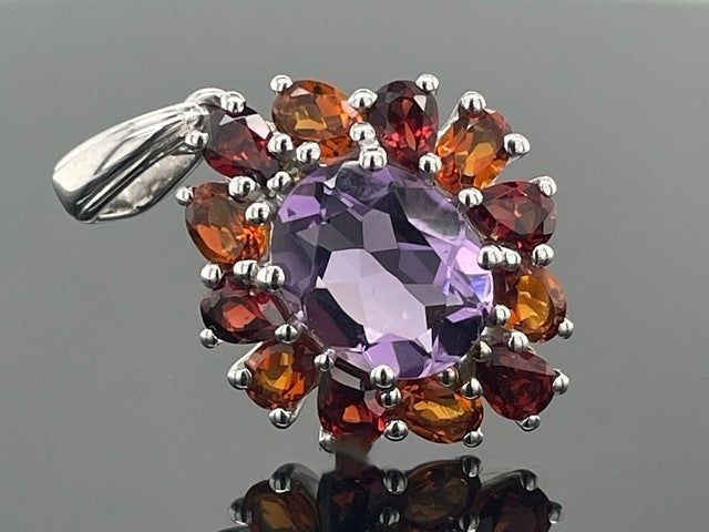 ANHÄNGER AUS 925/- SILBER RHODINIERT MIT MULTI EDELSTEINE