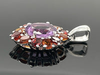 ANHÄNGER AUS 925/- SILBER RHODINIERT MIT MULTI EDELSTEINE