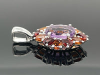 ANHÄNGER AUS 925/- SILBER RHODINIERT MIT MULTI EDELSTEINE