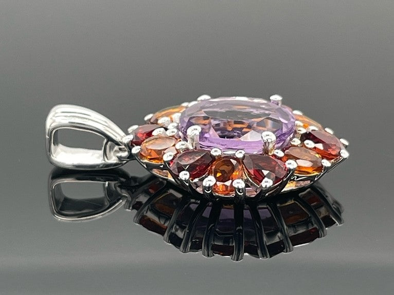 ANHÄNGER AUS 925/- SILBER RHODINIERT MIT MULTI EDELSTEINE