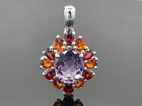 ANHÄNGER AUS 925/- SILBER RHODINIERT MIT MULTI EDELSTEINE