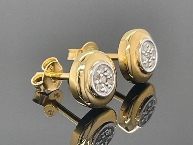 OHRSTECKER AUS 925/- SILBER VERGOLDET MIT DIAMANTEN