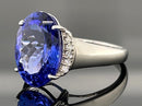 RING AUS 950/- PLATIN MIT TANSANIT AAAAA (CA. 7,00 ct.) & BRILLANTEN (GES.CA.0,10 ct.)