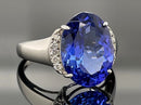 RING AUS 950/- PLATIN MIT TANSANIT AAAAA (CA. 7,00 ct.) & BRILLANTEN (GES.CA.0,10 ct.)